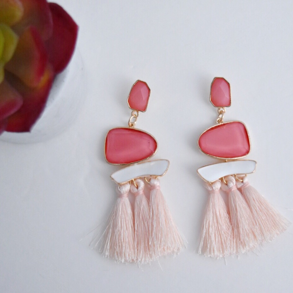 Tassel Statement Earrings - All Pink